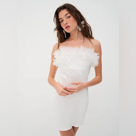 NWT | For Love & Lemons Mila Mini Bridal Dress Small with Removeable Sleeves - Picture 3 of 11